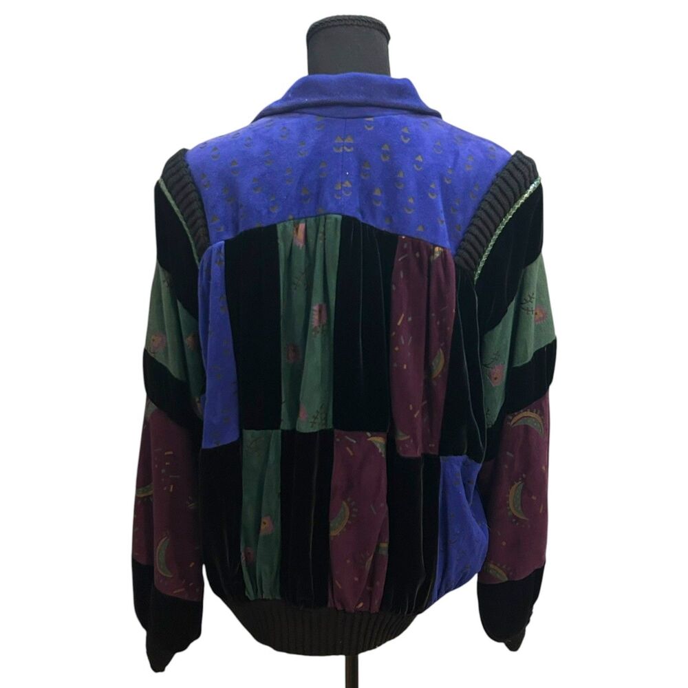 Vintage CHAR SHER Coat Size M Santa Fe Suede Aztec Art to Wear Jacket Bomber - Picture 2 of 14